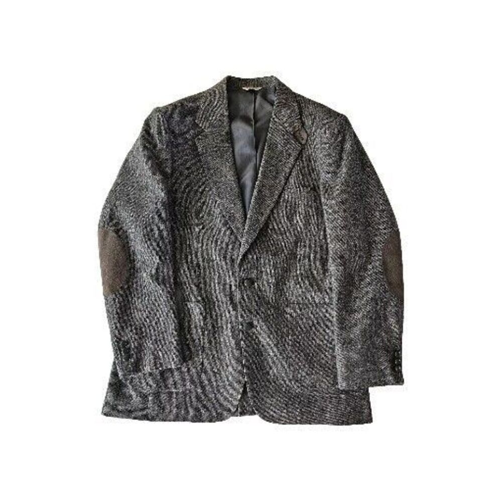Stewart County 44L Tall Tweed Classic Wool Sport Coat Elbow Patch Throat Latch - Picture 2 of 16